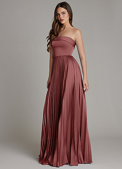 Azazie Mariana Bridesmaid Dresses Amethyst A-Line Pleated Stretch Satin Dress image6