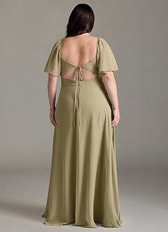Azazie Chloe Abiti da Damigella Abito A-Line in Chiffon Scollo a Cuore Verde Muschio image8