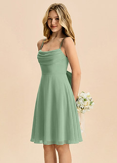 Azazie Bear Junior Matcha A-Line Pleated Chiffon Dress image4