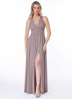 Azazie Jaclyn Bridesmaid Dresses Dusk A-Line Pleated Chiffon Dress image1