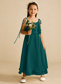 Azazie Temi Venta Final Vestido de Ivory de Gasa de Corte en A con Tirante Espagueti image2