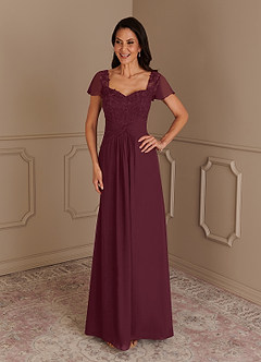 Azazie Gwenyth Mother of the Bride Dresses A-Line Lace Chiffon Sweep train Dress image3