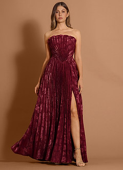 chinese dress ladies WINE-RED SLIT GOWN WITH A WIDE BACK STRAP | CULT MIA main image 0