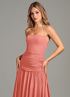 Azazie Vashti Bridesmaid Dresses Salmon Pink A-Line Chiffon Dress image6