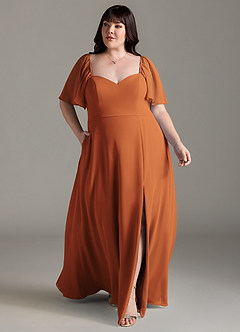 Azazie Chloe Bridesmaid Dresses Cinnamon A-Line Sweetheart Neckline Chiffon Dress image7