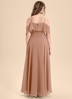 Azazie Tessabelle Junior Abito A-Line in Chiffon a Spalla Scoperta Champagne Rosa image2