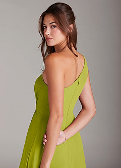 Azazie Brooke Bridesmaid Dresses Lemongrass A-Line One Shoulder Chiffon Dress image7