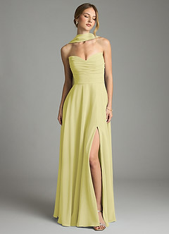 Azazie Ayla Abiti da Damigella Abito A-Line in Chiffon Scollo a Cuore Sorbetto Al Limone image7