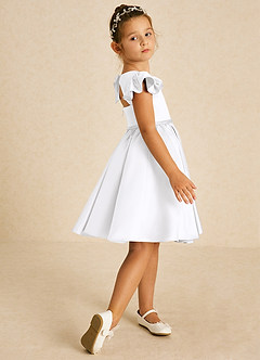 Azazie Sugar Plum Flower Girl Klänningar Klänning A-Linje i Matt satäng Rosett image3