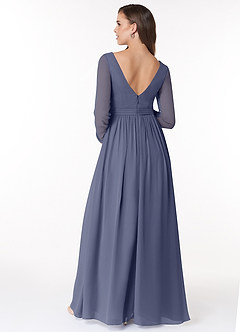 Azazie Teton Maternity Bridesmaid Dresses A-Line Long Sleeve Chiffon Floor-Length Dress image2