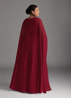 Azazie Isa Mother of the Bride Dresses Burgundy A-Line V-Neck Pleated Chiffon Dress image8