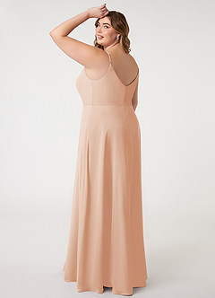 Azazie Daenerys Robes de demoiselle d'honneur Robe Trapèze en Mousseline de soie Col bénitier Rose Perle image14