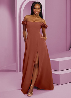Barbie ♥ Azazie Abiti da Damigella Abito Convertibile A-Line in Chiffon a Spalla Scoperta Auburn image1