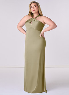 Barbie ♥ Azazie At-home Try On Dresses Barbie Pink Sheath Stretch Satin Dress image9