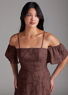 Azazie Sue Robes de demoiselle d'honneur Robe Trapèze Convertible en Blumen-Burnout Épaule décolletée Expresso image2