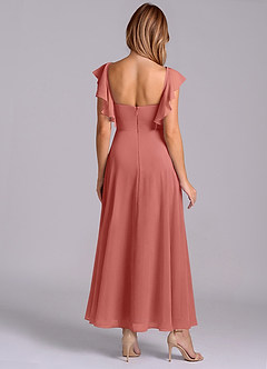 Azazie Leilani Brautjungfernkleider A-Linie Gestreift Chiffon Kleid Antike Rose image2