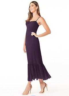 Azazie Justina Brautjungfernkleider A-Linie Herzausschnitt Chiffon Kleid Pflaume image3