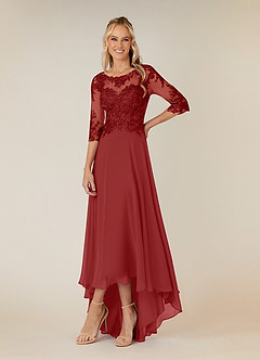 Azazie Monza Mother of the Bride Dresses Rust A-Line Lace Chiffon Dress image1