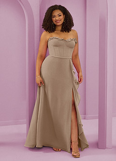 Barbie ♥ Azazie Bridesmaid Dresses Taupe A-Line Sweetheart Neckline Chiffon Dress image10
