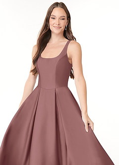 Azazie Neve Bridesmaid Dresses Vintage Mauve Ball-Gown with Pockets Stretch Satin Dress image5