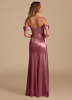 Azazie Amyra Vestidos de damas de honor Vestido de Rosa Del Desierto de Satén Metálico de Corte Sirena Convertible con Escote de Corazón image6