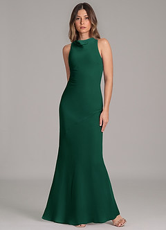 Azazie Allettie Robes de demoiselle d'honneur Robe Sirène en Mousseline de soie émeraude image4