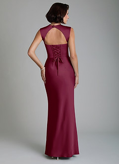 Azazie Lumia Bridesmaid Dresses Mulberry Sheath Corset Stretch Satin Dress image2