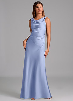 Azazie Nerine Brautjungfernkleider A-Linie Plissee Stretch-Satin Kleid Eis image3