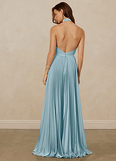 Christian Siriano Bridal for Azazie 1007 Bridesmaid Dresses Moody Blue A-Line Pleated Stretch Satin Dress image6