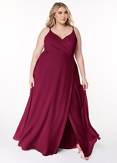 Azazie Lennon Bridesmaid Dresses Burgundy A-Line Lace Chiffon Dress image9