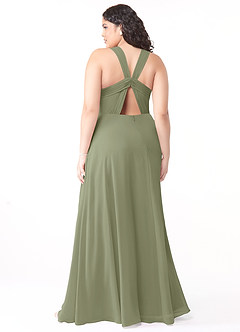 Azazie Jane Brautjungfernkleider A-Linie V-Hals Gefaltet Chiffon Kleid Pistazie image7