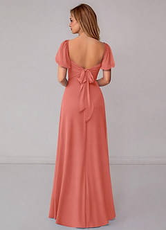 Azazie Fatima Bridesmaid Dresses Salmon Pink A-Line with Pockets Chiffon Dress image5