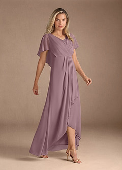 Azazie Eliza Mother of the Bride Dresses Dusty Rose A-Line V-Neck Pleated Chiffon Dress image2