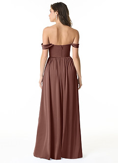 Azazie Morana Bridesmaid Dresses Espresso A-Line Off the Shoulder Stretch Satin Convertible Dress image4