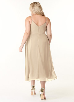 Azazie Clarissa Brautjungfernkleider A-Linie V-Hals Chiffon Kleid Champagner image8