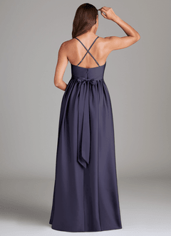 Azazie Llana Maternity Bridesmaid Dresses A-Line Stretch Satin Floor-Length Dress with Pockets image2