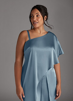 Azazie Hagretta Mother of the Bride Dresses Dusty Blue Jumpsuit/Pantsuit Stretch Satin Dress image12