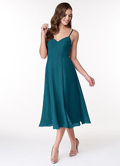 Azazie Clarissa Bridesmaid Dresses Ink Blue A-Line V-Neck Chiffon Dress image4