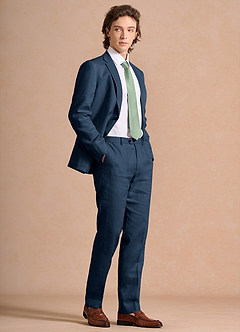 front Harrison Dunkelmarine Anzug aus 100 % Leinen