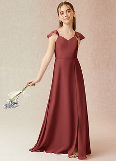 Azazie Everett Junior Terracotta A-Line Chiffon Dress image1