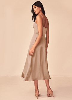 Azazie Dottie Bridesmaid Dresses English Rose A-Line Stretch Satin Dress image5