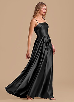 Azazie Lucienne Brudepigekjoler En streg Plisseret Metallisk satin Gulv-længde Kjole image5