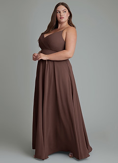 Azazie Amani Bridesmaid Dresses Ganache A-Line Pleated Chiffon Dress image11