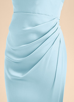 Azazie Renna Junior Sky Blue A-Line Pleated Stretch Satin Dress image7