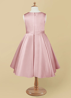 Azazie Coco Blumenmädchenkleider A-Linie Schleifen Matte Satin Kleid Puderrosa image6