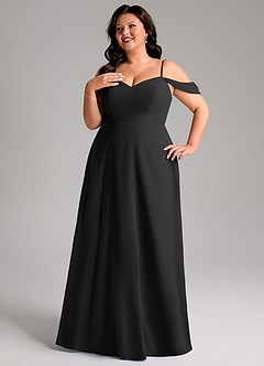 Azazie Marley Bridesmaid Dresses Black A-Line Off the Shoulder Chiffon Convertible Dress image14