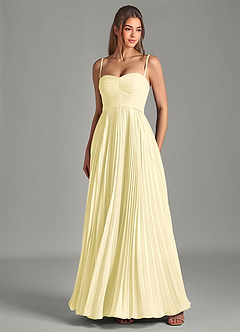 Azazie Chiana Bridesmaid Dresses Lemon Sorbet A-Line Strapless Chiffon Dress image2