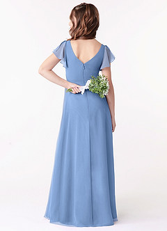 Azazie Omari Steel Blue A-Line Ruched Chiffon Dress image2