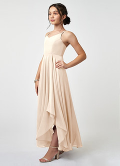 Azazie Collette Junior White Alabaster A-Line Ruched Chiffon Dress image3