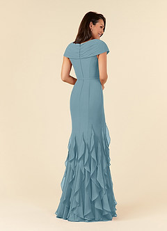 Azazie Bailora Klänningar till brudens mor Klänning Sjöjungfru i Chiffong Ruched Moody Blue image3